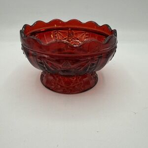 Vintage Ruby Flash Red Indiana Glass Fairy Lamp "Stars and Bars" Base Only